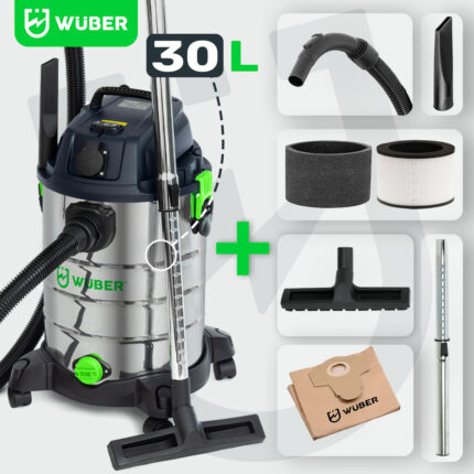 Pramoninis šlapio/sauso valymo dulkių siurblys 30L  W42666
