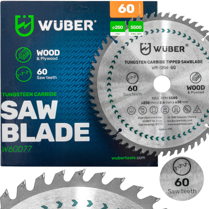 Medžio diskas 250x30mm 60 dantų , W60074