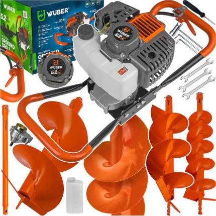 Benzininis žemės grąžtas 5,2 AG + 10/20/30 antgalių + WUBER prailginimas WR-GD-520