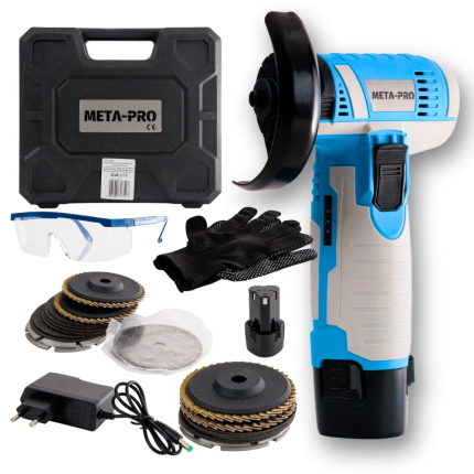 META-PRO MINI 12 V 76 mm belaidis kampinis šlifuoklis