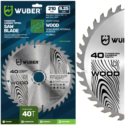 Pjūklo diskas medienai su karbido antgaliais 210x30 mm 40T W00729