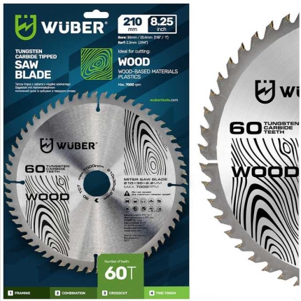 Karbido pjūklo diskas medienai 210x30mm 60T W00731