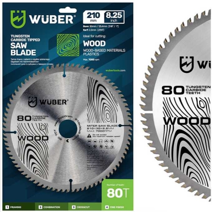 Pjūklo diskas medienai su karbido antgaliais 210x30mm 80T W00732