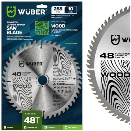 Pjūklo diskas medienai su karbido antgaliais 255x30 mm 48 dantukai W00736