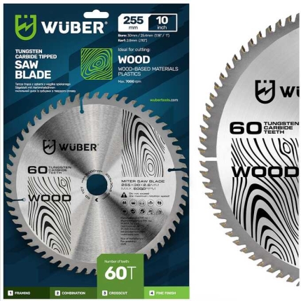 Pjūklo diskas medienai su karbido antgaliais 255x30mm 60T W00737