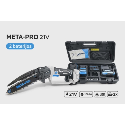 Akumuliatorinė mini pjūklas META-PRO 21V (2 baterijos)