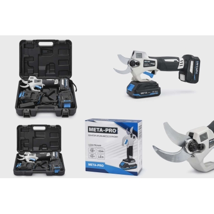 Akumuliatorinės sodo žirklės META-PRO 20V (bešepetėlinės) – su 2 baterijomis