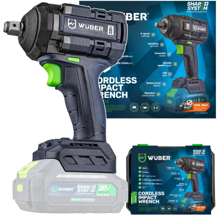 Akumuliatorinis smūginis veržliasukis 1000 Nm 20V Be bat. WUBER W04606