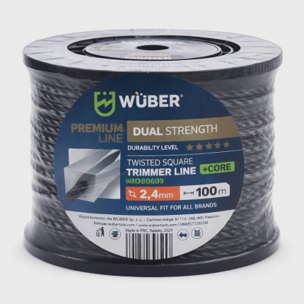 WÜBER trimerio valas 2.4 mm – 100 m (Dual Strength) Aukštos kokybės