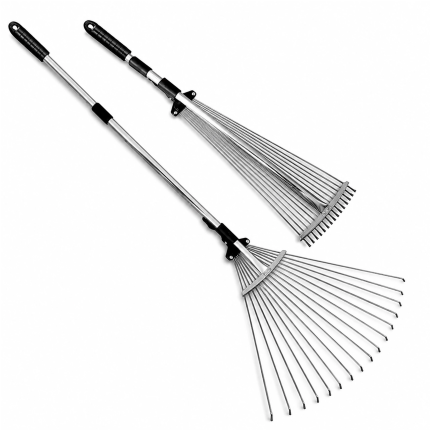 Metalinis sodo grėblys lapams su reguliuojamu kotu 160cm