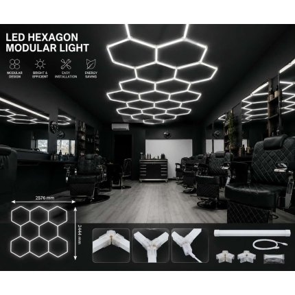 Modernus LED Hexagon lubų šviestuvas 257x244cm